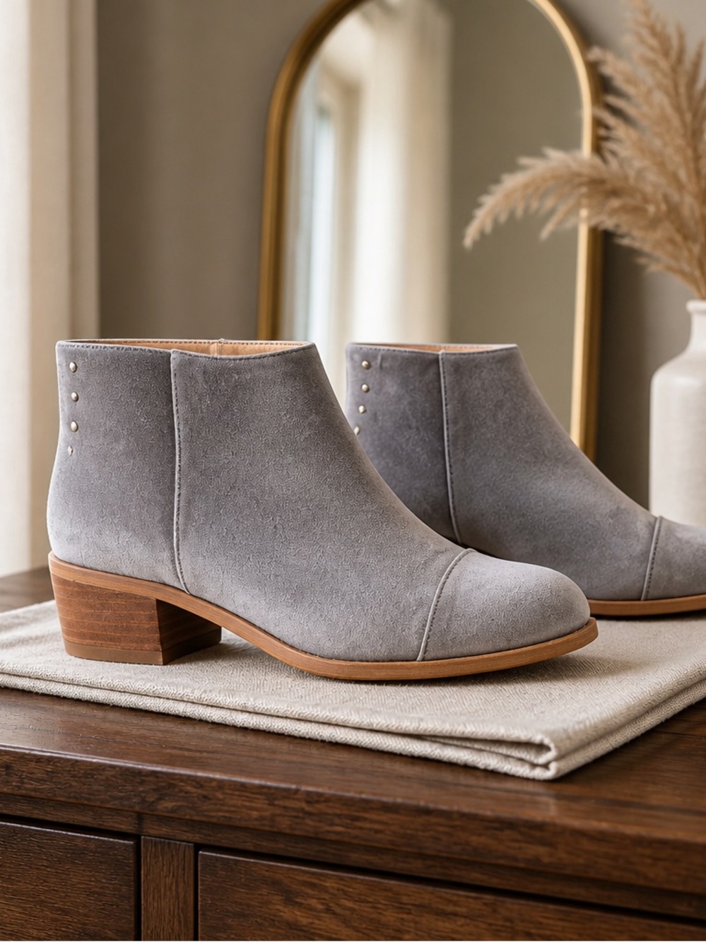 Women's Gray Suede Ankle Booties by Anthropologie Size 6